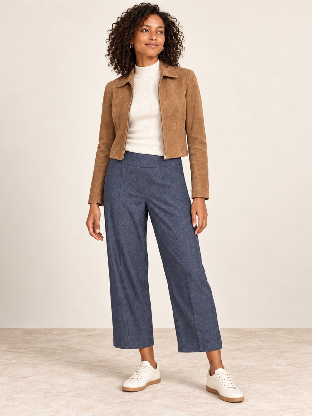 STAUD Cropped Wide-Leg Pants in Slate Blue